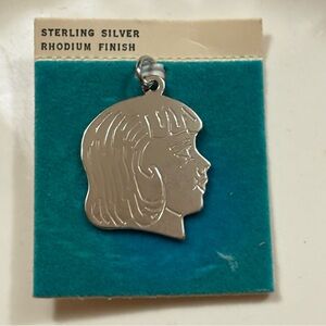 Crea Sterling Silver Girl Profile Charm/Pendant